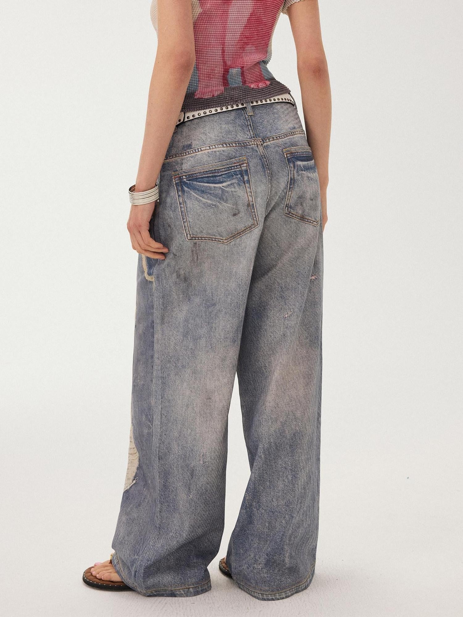 DIDDI MODA Blue Printed Distressed Faux Layered Women&