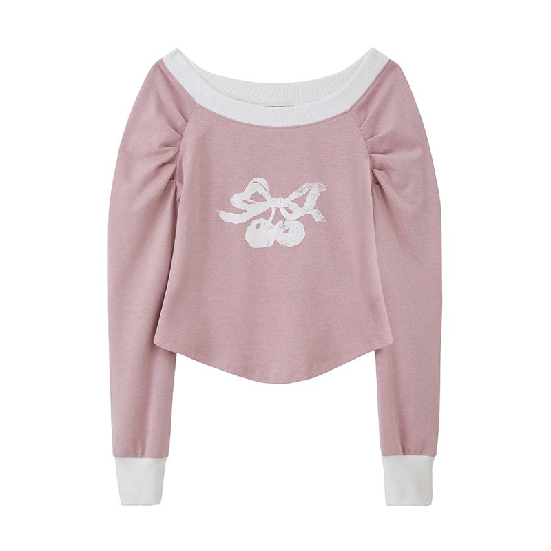 DIDDI_MODA_Bow_Cherry_Off_Shoulder_Pleated_Women&