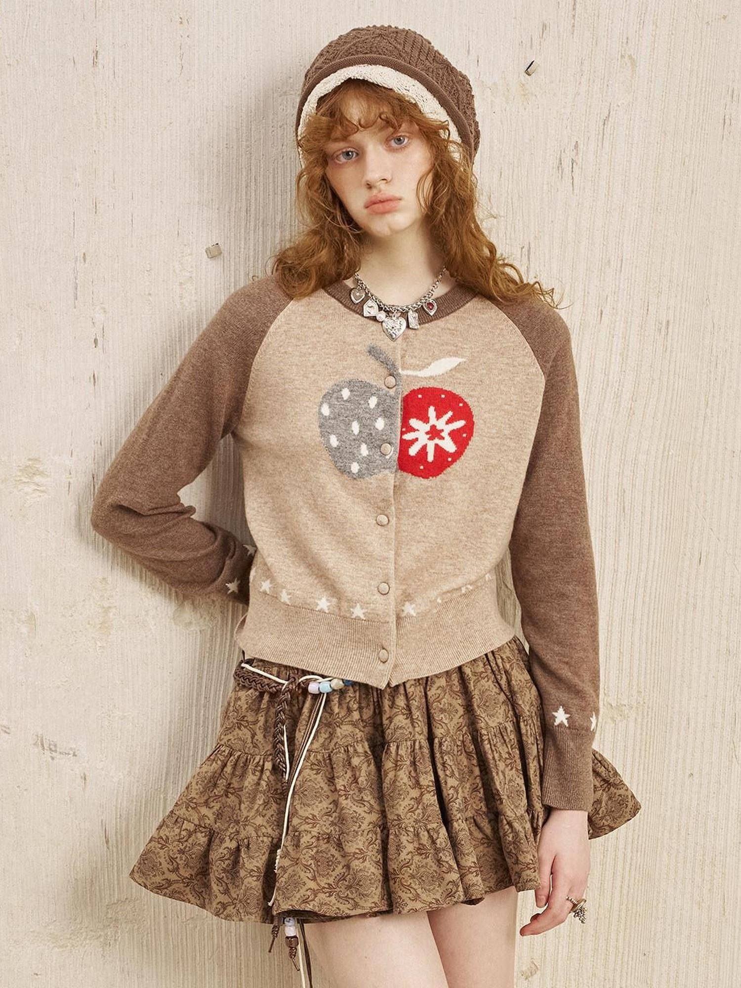 DIDDI MODA Bow Print Pullover Loose Fit Women&