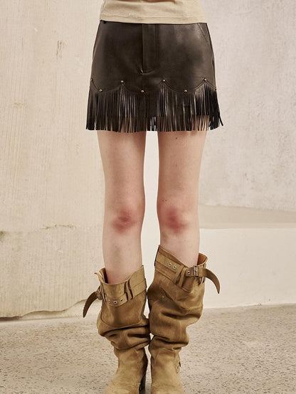 DIDDI MODA Brown Fringe Distressed Princess Hline Women&