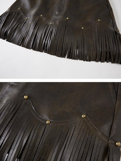 DIDDI MODA Brown Fringe Distressed Princess Hline Women&