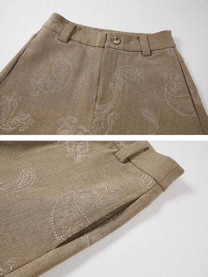 DIDDI MODA Brown Green Vintage Paisley Embroidered Women&
