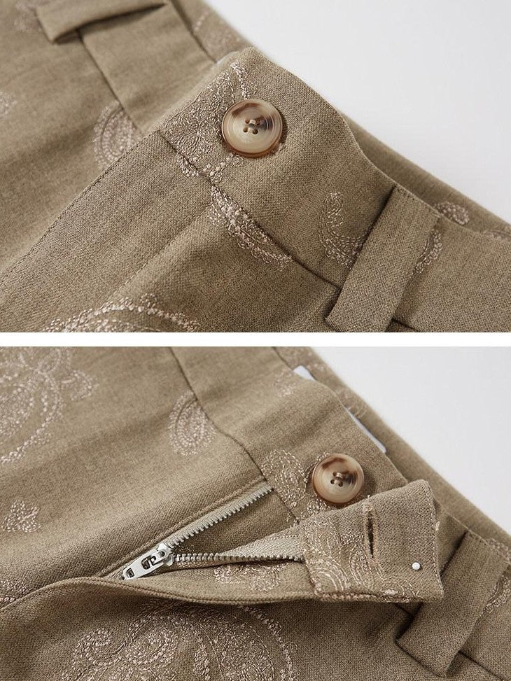 DIDDI MODA Brown Green Vintage Paisley Embroidered Women&