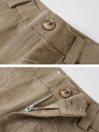 DIDDI MODA Brown Green Vintage Paisley Embroidered Women&