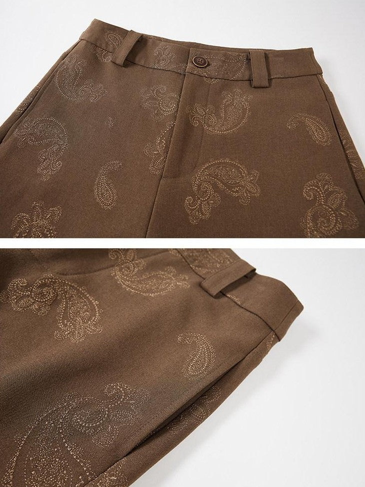 DIDDI MODA Brown Green Vintage Paisley Embroidered Women&