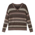 DIDDI_MODA_Brown_Jacquard_V-neck_Loose_Pullover_Women&