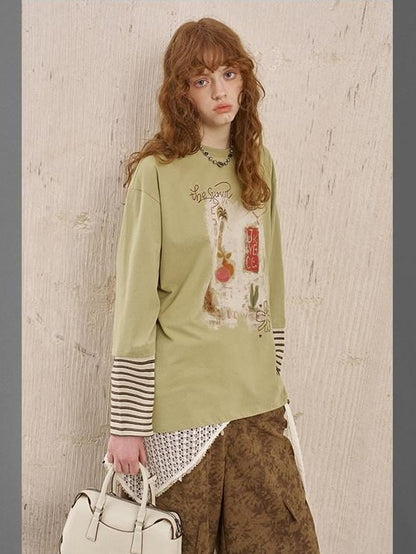 DIDDI MODA Brushstroke Stripe Patchwork Women&