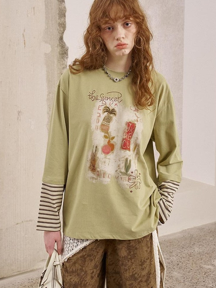 DIDDI MODA Brushstroke Stripe Patchwork Women&