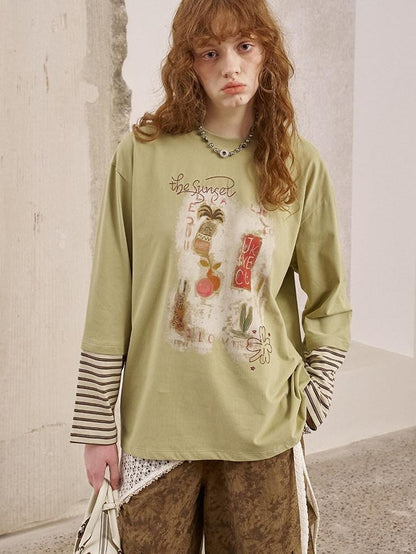 DIDDI MODA Brushstroke Stripe Patchwork Women&