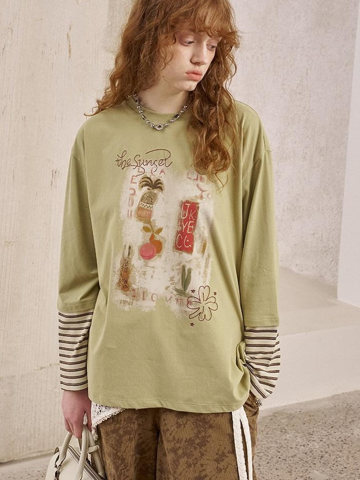 DIDDI MODA Brushstroke Stripe Patchwork Women&