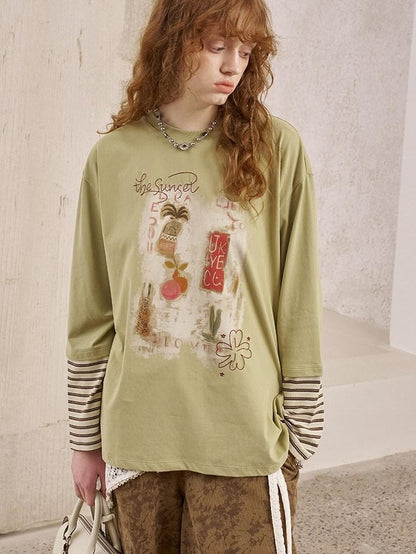 DIDDI MODA Brushstroke Stripe Patchwork Women&