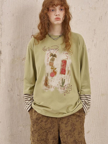 DIDDI MODA Brushstroke Stripe Patchwork Women&