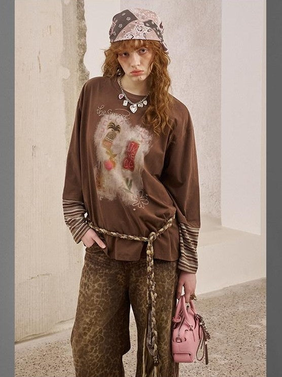 DIDDI MODA Brushstroke Stripe Patchwork Women&