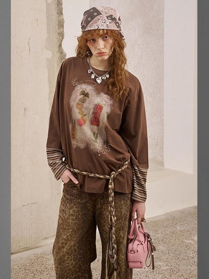 DIDDI MODA Brushstroke Stripe Patchwork Women&