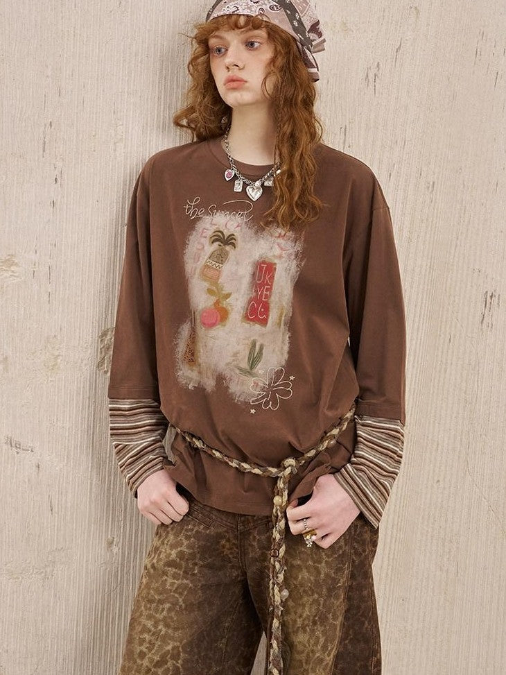 DIDDI MODA Brushstroke Stripe Patchwork Women&