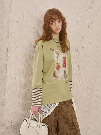 DIDDI MODA Brushstroke Stripe Patchwork Women&