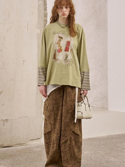 DIDDI MODA Brushstroke Stripe Patchwork Women&