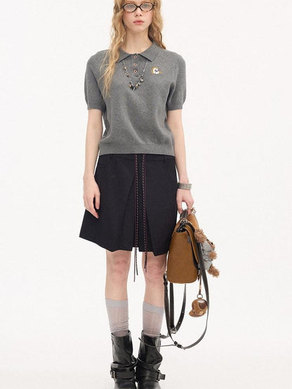 DIDDI MODA Buttoned Notch Collar Straight Midi Women&