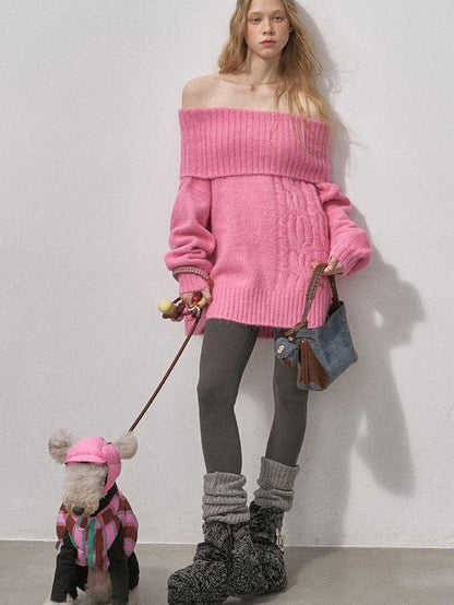DIDDI MODA Cable Knit Bardot Relaxed Fit Women&