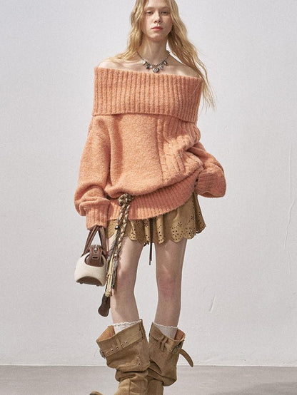 DIDDI MODA Cable Knit Bardot Relaxed Fit Women&