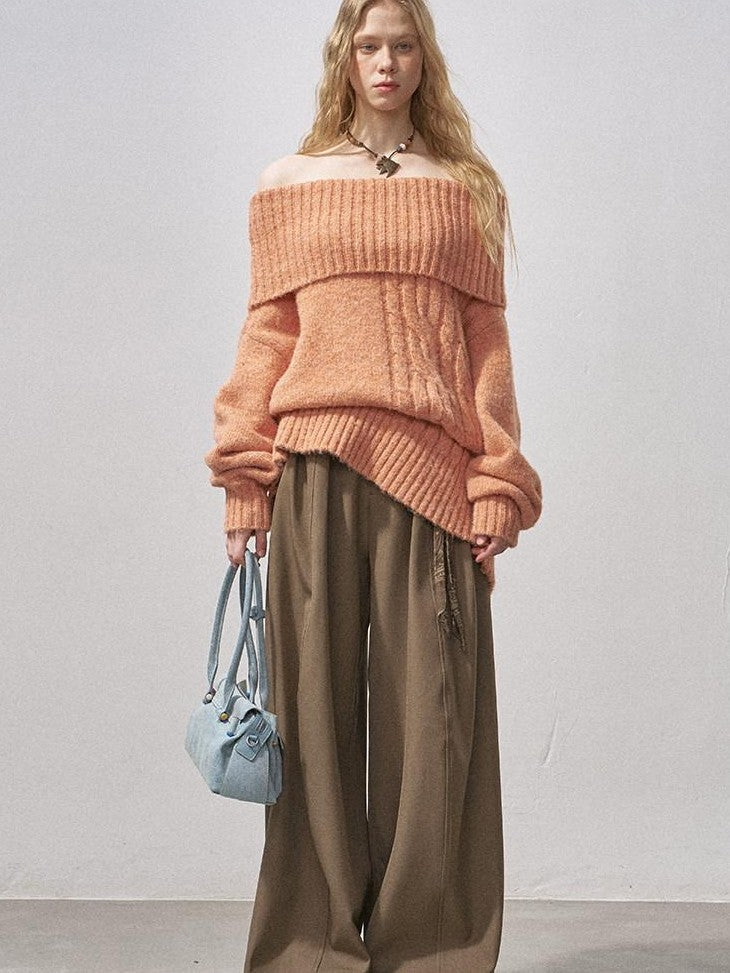 DIDDI MODA Cable Knit Bardot Relaxed Fit Women&