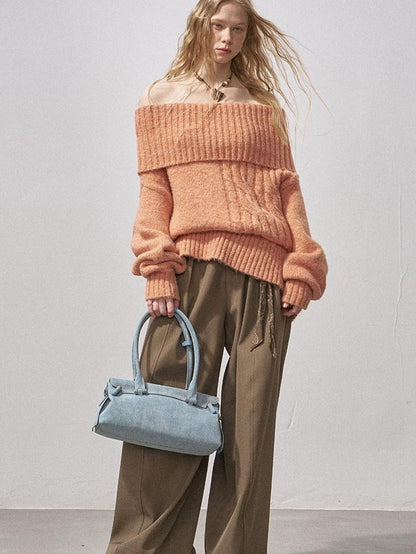 DIDDI MODA Cable Knit Bardot Relaxed Fit Women&