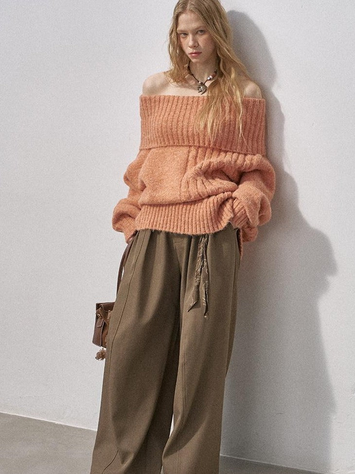DIDDI MODA Cable Knit Bardot Relaxed Fit Women&