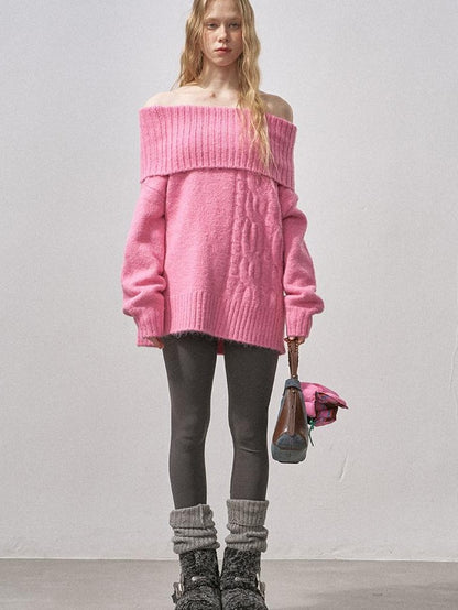DIDDI MODA Cable Knit Bardot Relaxed Fit Women&