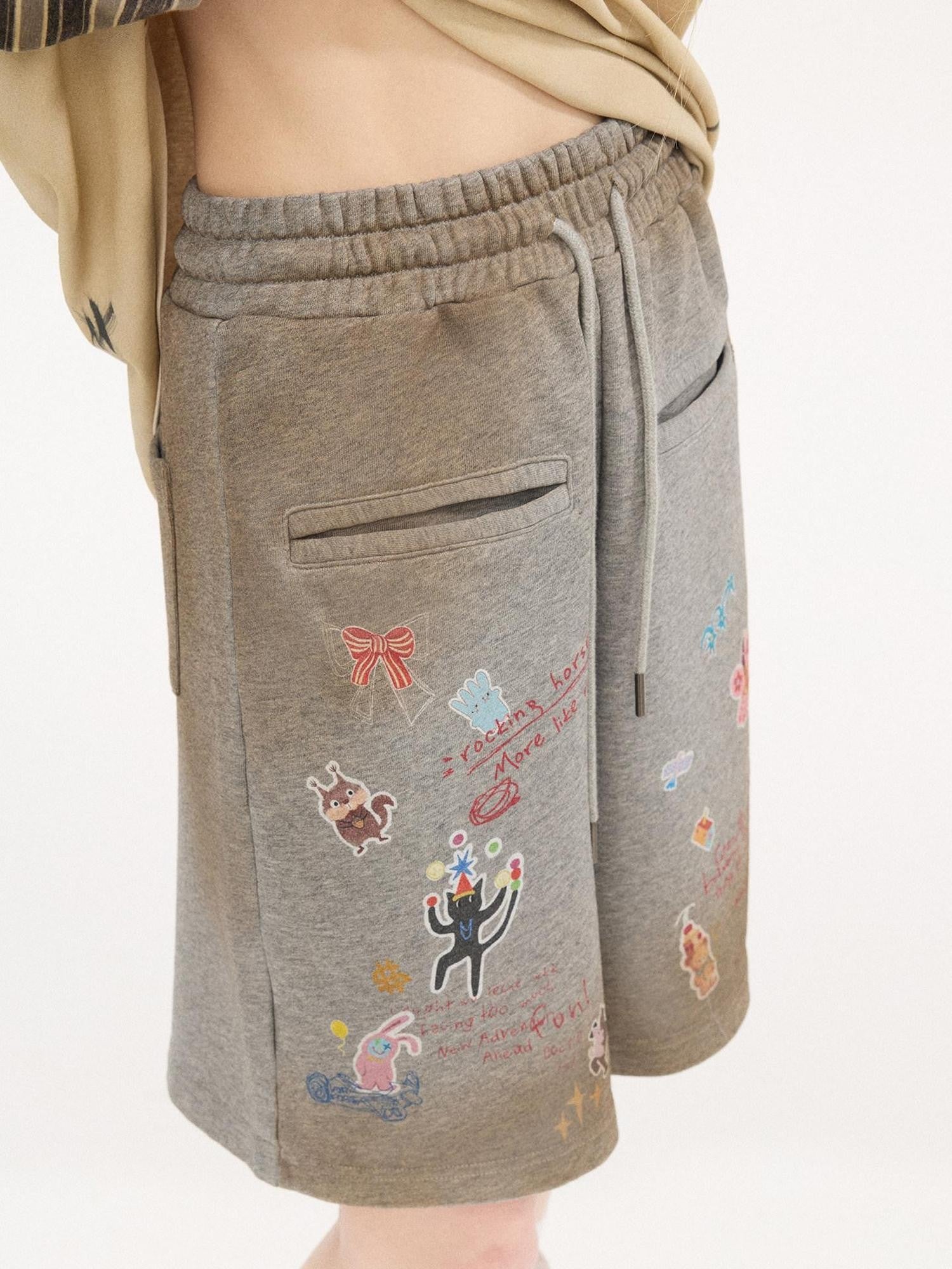 DIDDI MODA Cartoon Animal Patch Washed Pocket Decor Women&