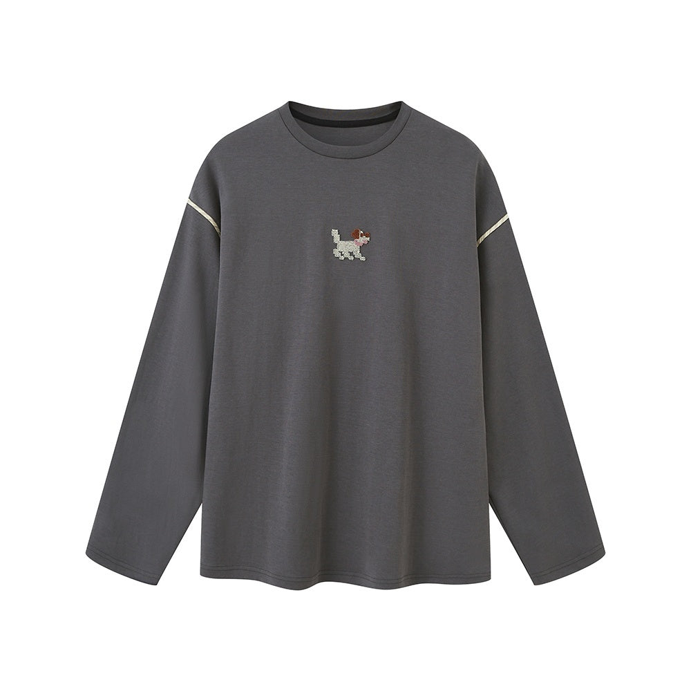 DIDDI_MODA_Cartoon_Dog_Toothbrush_Embroidered_Loose_Fit_Women&
