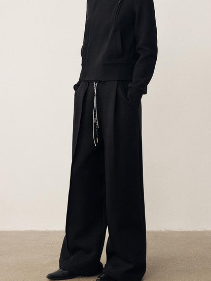 DIDDI MODA Casual Pleated Wide Leg Drape Women&
