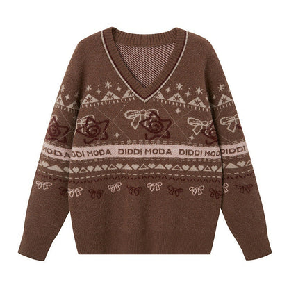 DIDDI_MODA_Cat_Apple_Fair_Isle_Letter_Pattern_Loose_Fit_Women&