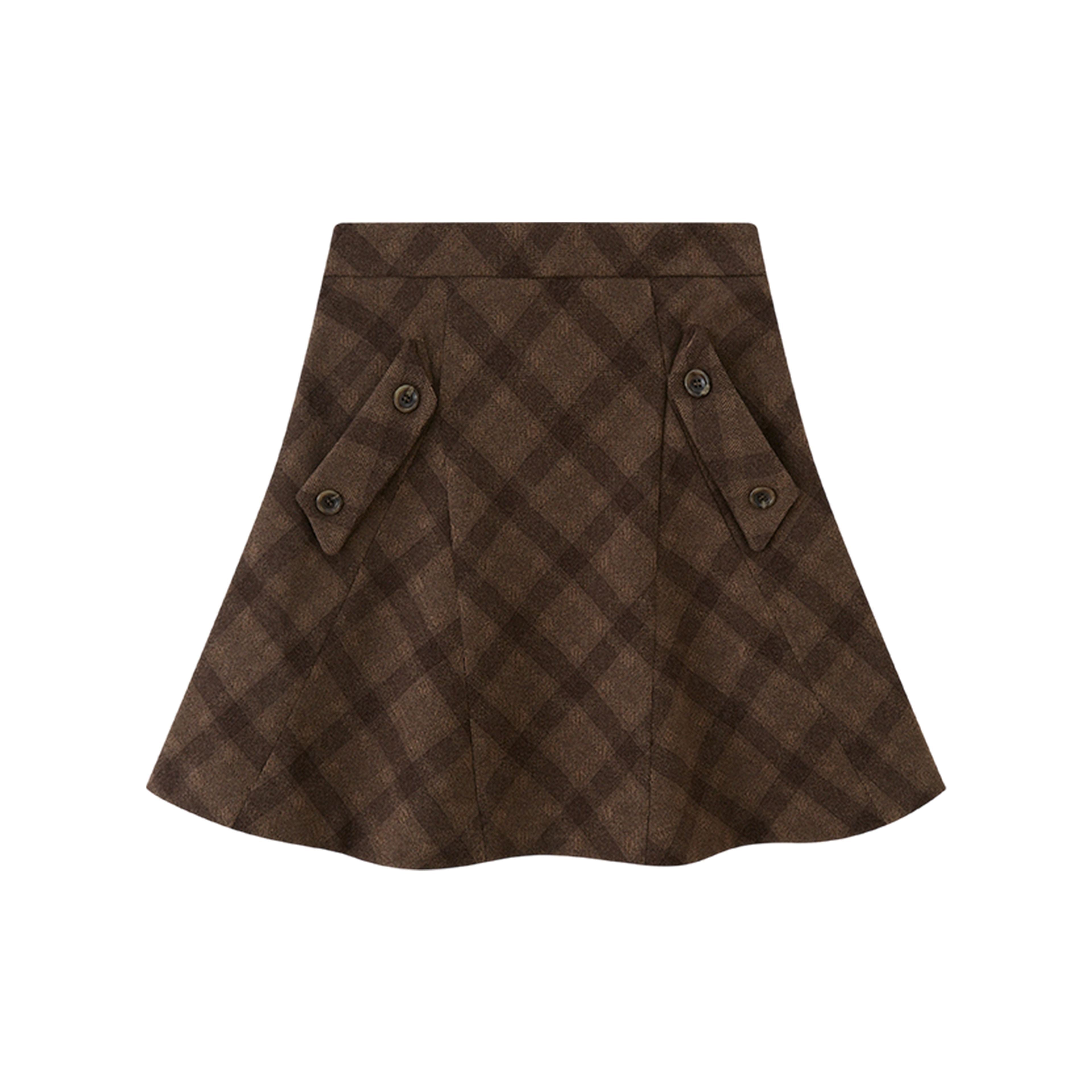 DIDDI_MODA_Checked_Panel_Aline_Flared_Mid_Waist_Women&