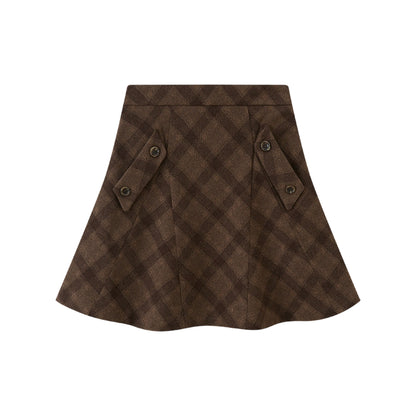 DIDDI_MODA_Checked_Panel_Aline_Flared_Mid_Waist_Women&