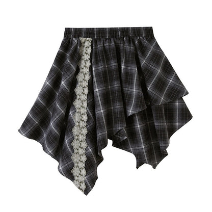 DIDDI_MODA_Checked_Ruched_Flowerbud_Lapel_Lantern_Sleeve_Women&
