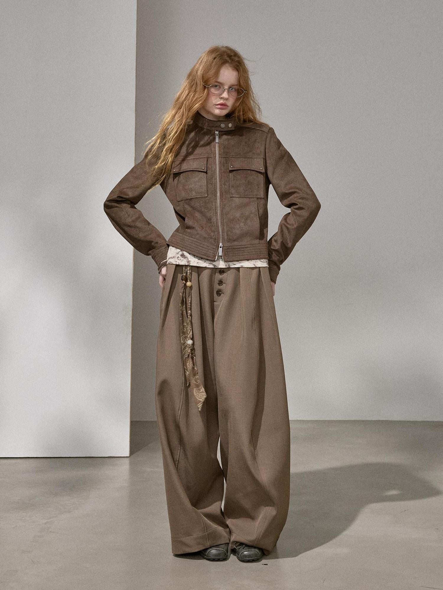 DIDDI MODA Chestnut Cropped Structured Cut Slim Fit Women&