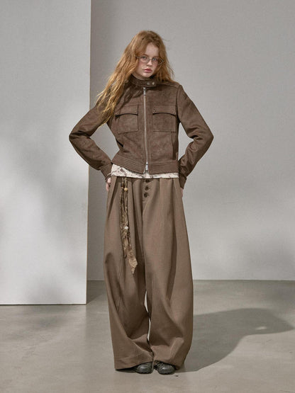 DIDDI MODA Chestnut Cropped Structured Cut Slim Fit Women&