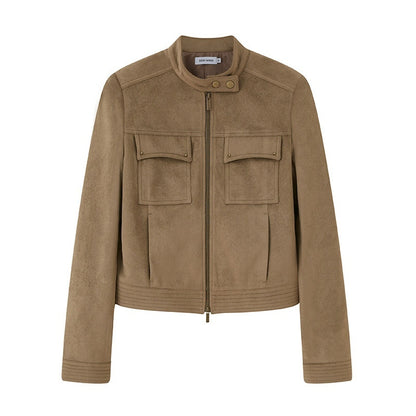 DIDDI_MODA_Chestnut_Knit_Jacket_And_Khaki_Skirt_Women&