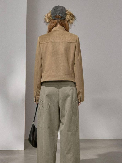 DIDDI MODA Chestnut Knit Jacket And Khaki Skirt Women&