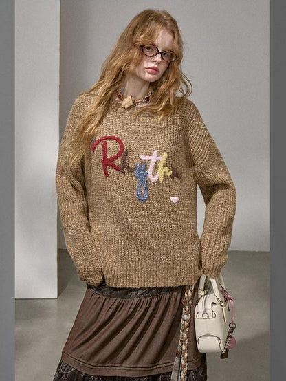 DIDDI MODA Cloud Sleeves Lettered Oversized Pullover Women&