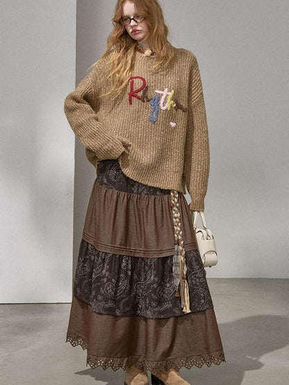 DIDDI MODA Cloud Sleeves Lettered Oversized Pullover Women&