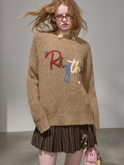 DIDDI MODA Cloud Sleeves Lettered Oversized Pullover Women&
