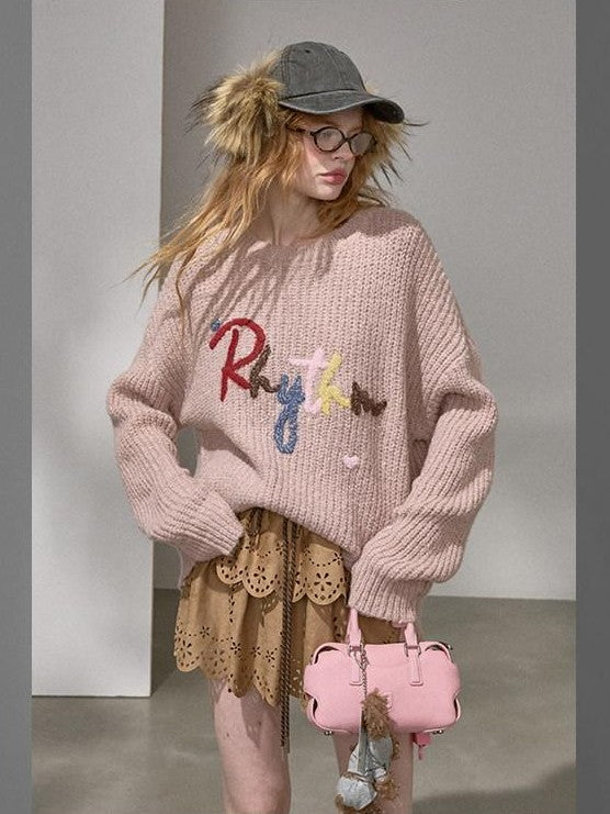 DIDDI MODA Cloud Sleeves Lettered Oversized Pullover Women&