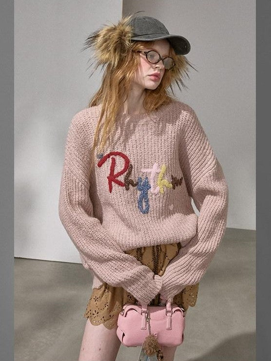 DIDDI MODA Cloud Sleeves Lettered Oversized Pullover Women&