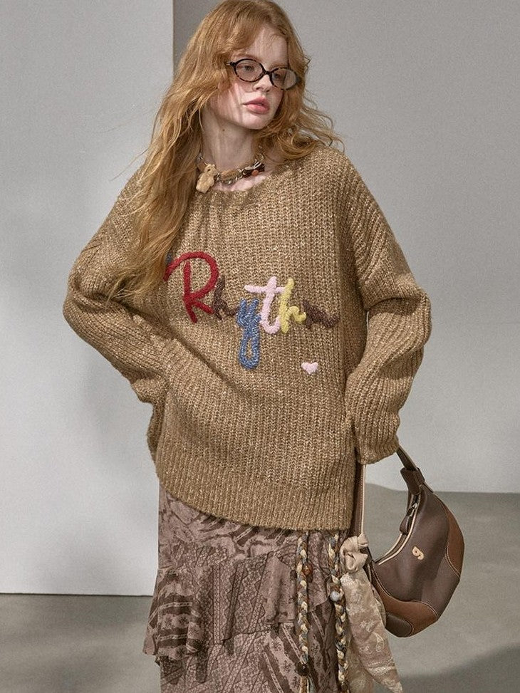 DIDDI MODA Cloud Sleeves Lettered Oversized Pullover Women&