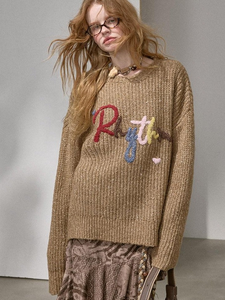 DIDDI MODA Cloud Sleeves Lettered Oversized Pullover Women&