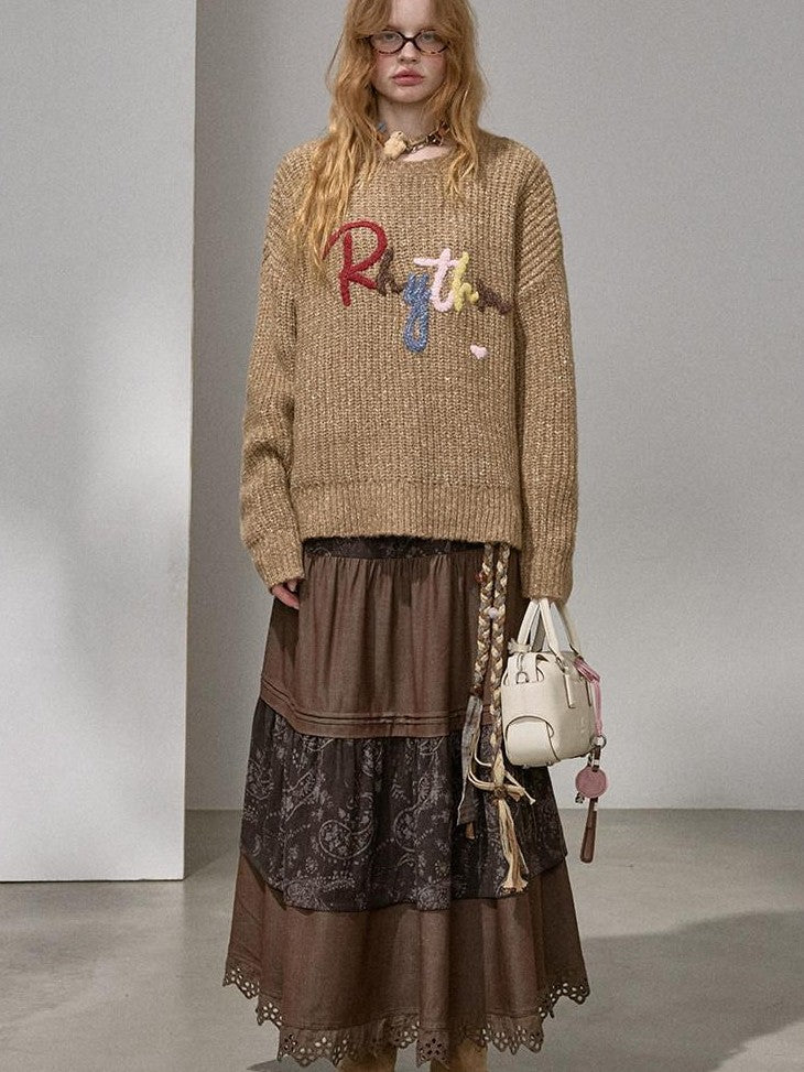 DIDDI MODA Cloud Sleeves Lettered Oversized Pullover Women&
