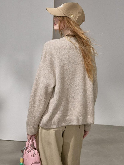 DIDDI MODA Cloudlike Plush Dog Jacquard Round Neck Pullover Women&