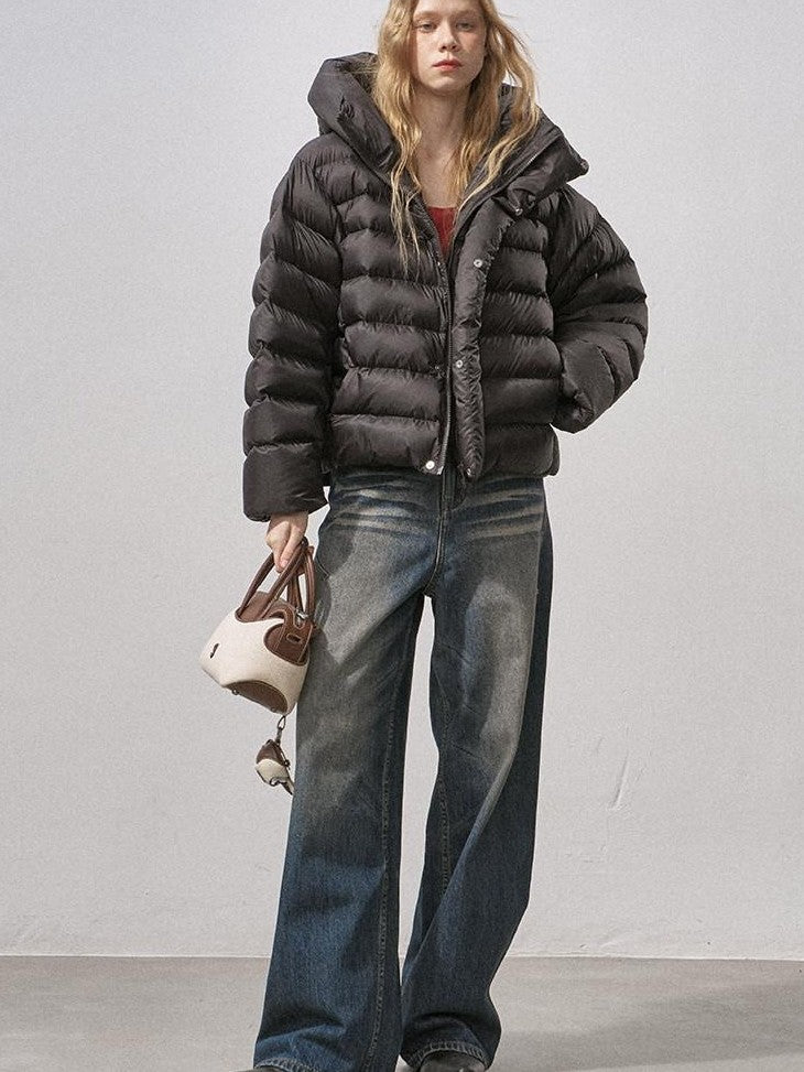 DIDDI MODA Cloudlike Tortoise Ribbed Stand Collar Women&