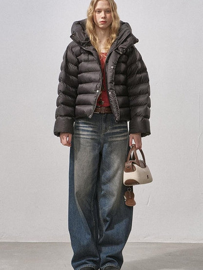 DIDDI MODA Cloudlike Tortoise Ribbed Stand Collar Women&